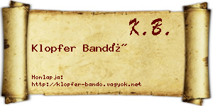 Klopfer Bandó névjegykártya